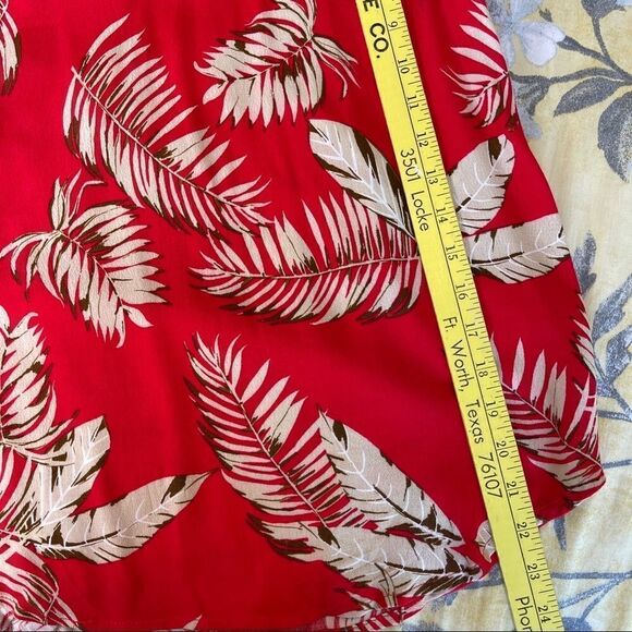Melloday Tie Back Tropical Print Red/Beige Tank Top - XS - Picture 4 of 6
